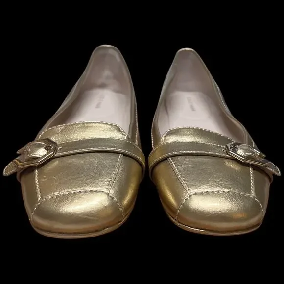 COLE HAAN Women's Size 10 Gold Demi Driving Shoes Cinderella Flats Logo Detail - Picture 8 of 14